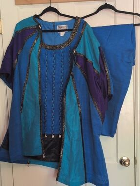 Blue & Teal Embellished Tunic Set